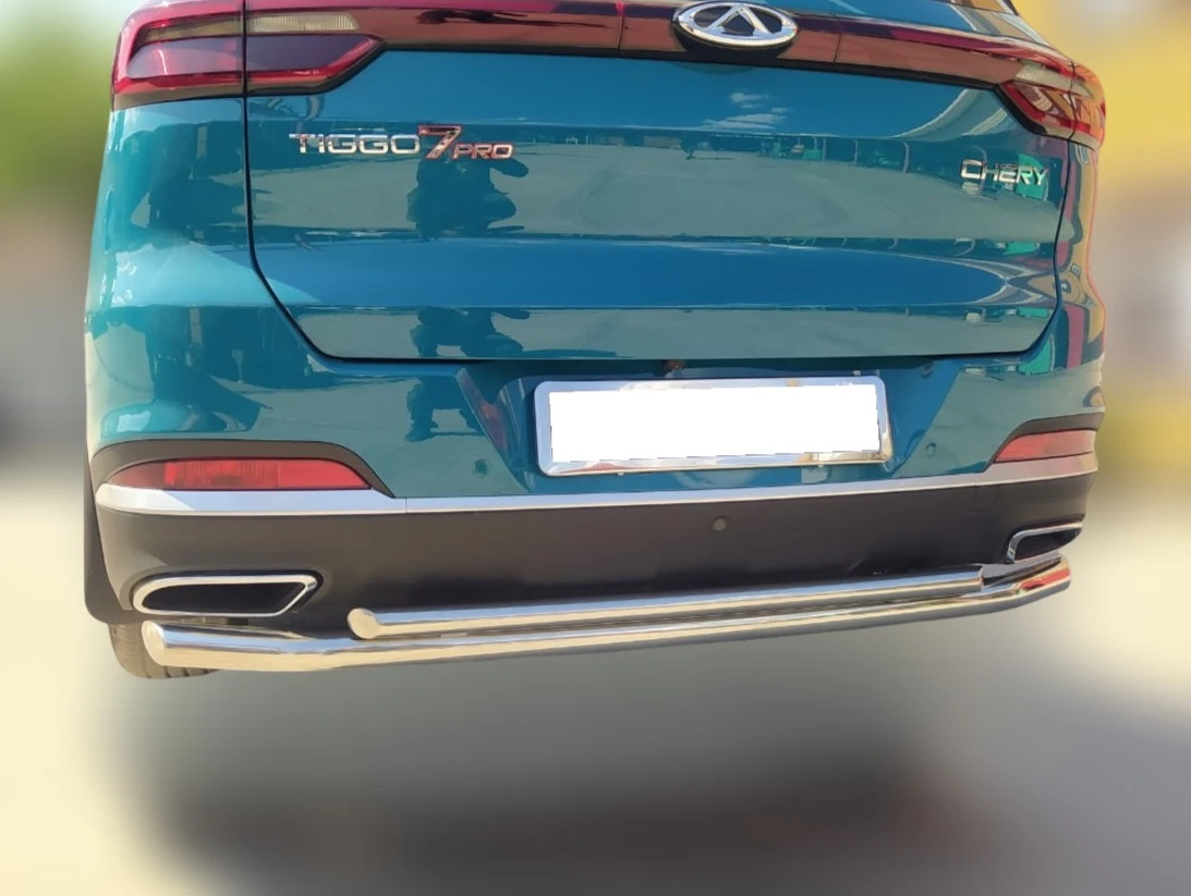 Защита заднего бампера двойная d60/42 мм для Chery Tiggo 7 Pro Max  Юко CTGPM.7.22.16