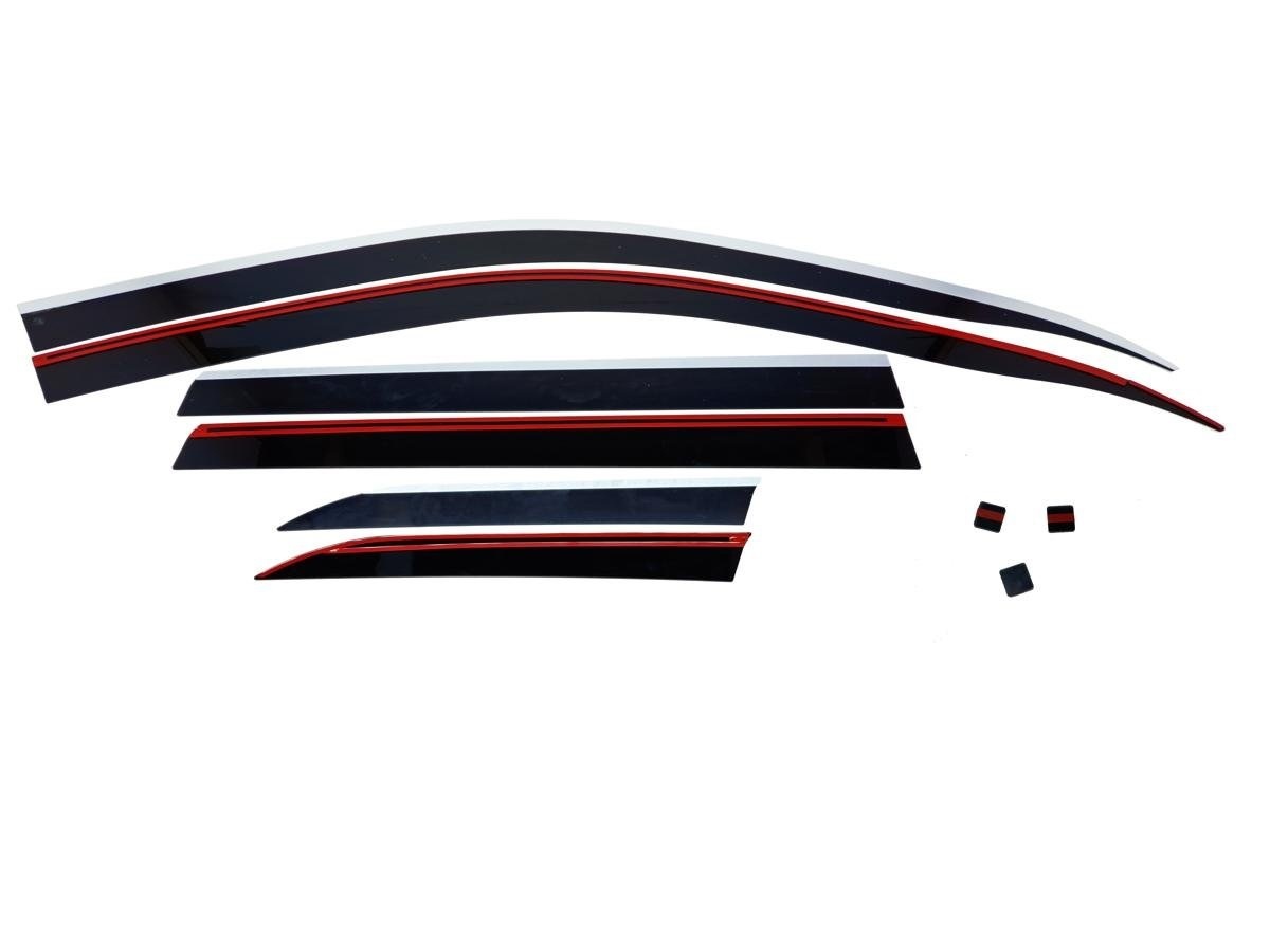 Дефлекторы окон 2D с хром накладками 6 шт. для Mitsubishi Outlander III Рестайлинг 3