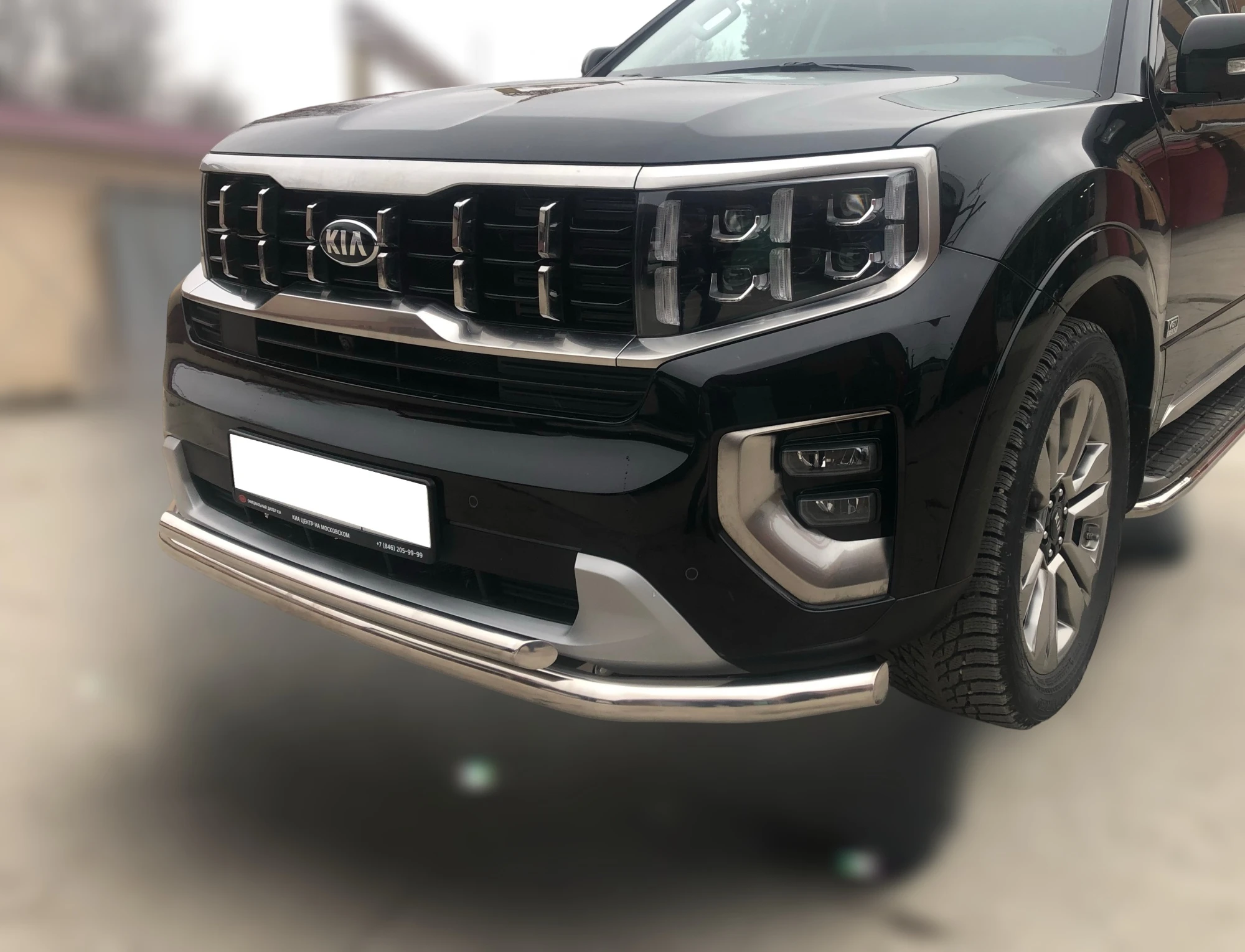 Защита переднего бампера двойная d60/42 мм для Kia Mohave I Рестайлинг 2  Юко KMH.21.03