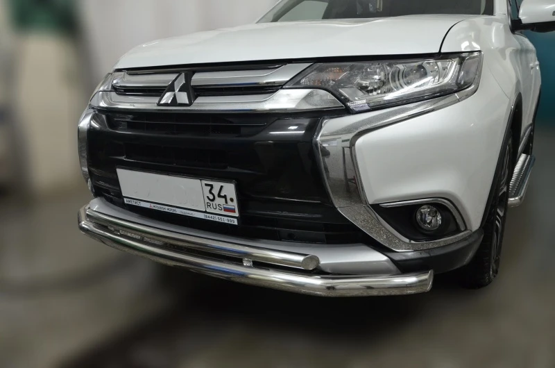 Защита переднего бампера двойная d60/42 мм для Mitsubishi Outlander III Рестайлинг 2  Юко MSO.15.04
