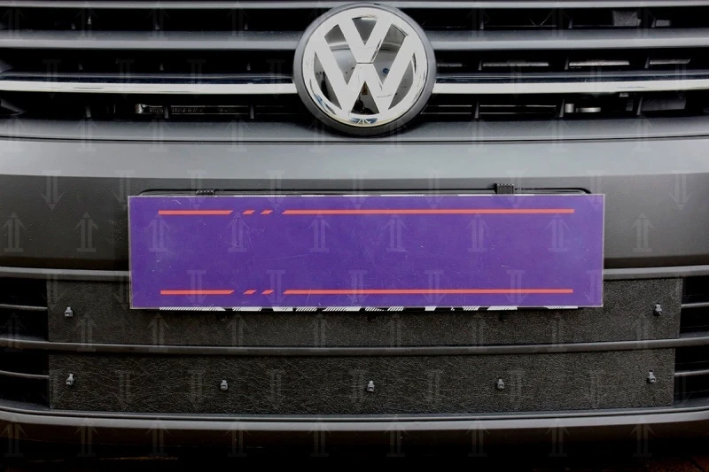 Зимняя заглушка радиатора на стяжке (2 части) для Volkswagen Caddy IV Черный Стрелка 11 ZZ.VWCAD15