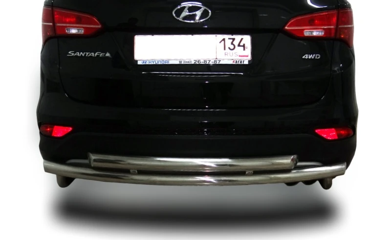 Защита заднего бампера двойная d60/42 мм для Hyundai Santa Fe III  Юко HYSF.12.16