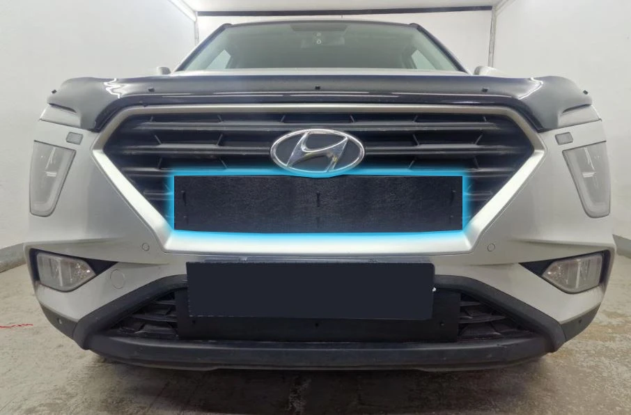 Зимняя заглушка радиатора на стяжке верх для Hyundai Creta I Рестайлинг