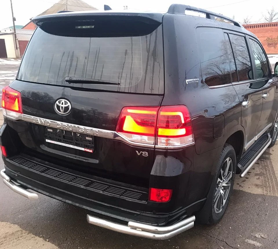 Защита заднего бампера угловая двойная d60/42 мм для Toyota Land Cruiser 200 Series Рестайлинг 2  Юко TLCEL200.18.20-2