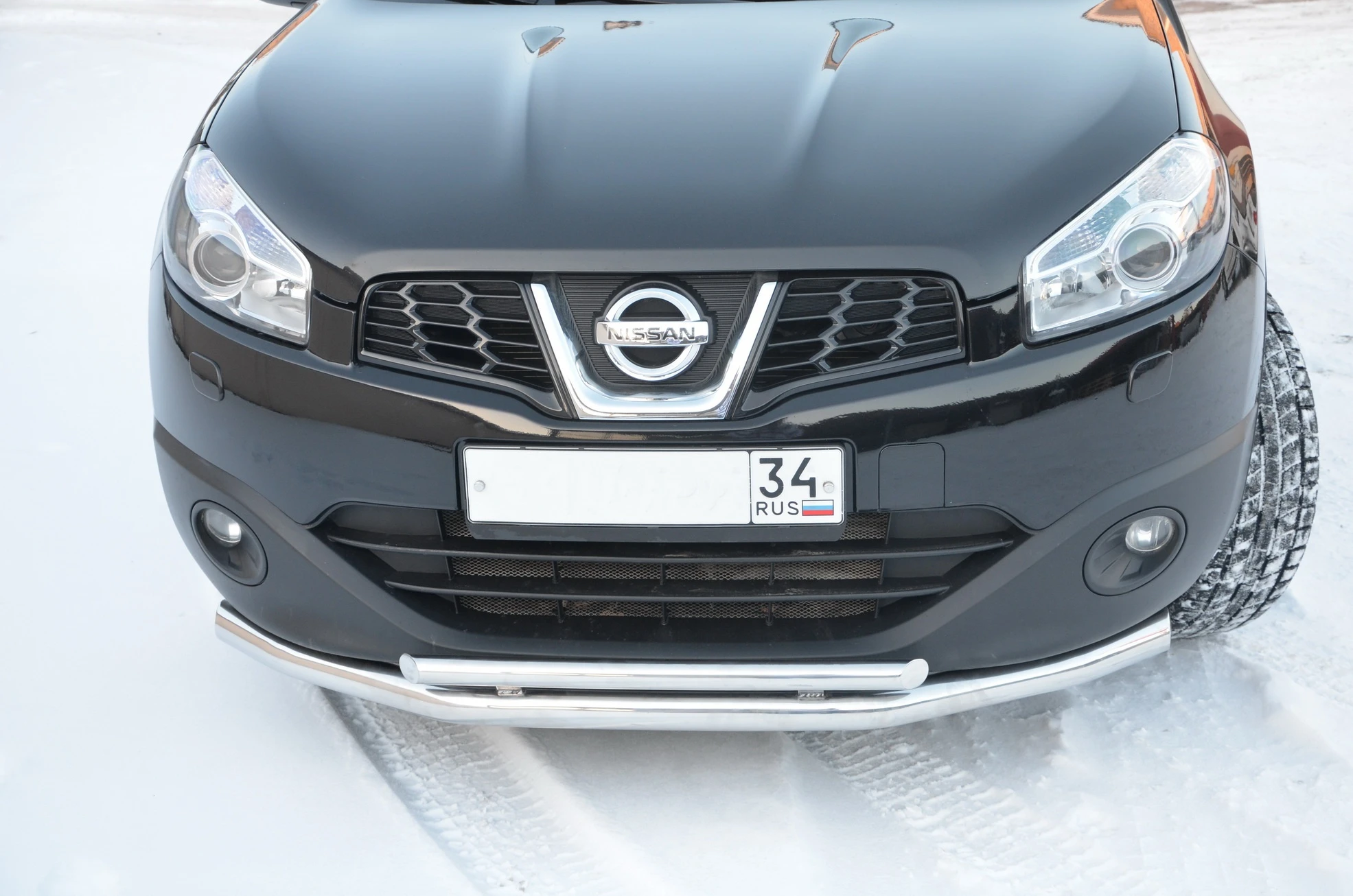 Защита переднего бампера двойная d60/42 мм для Nissan Qashqai I  Юко NQ.11.03