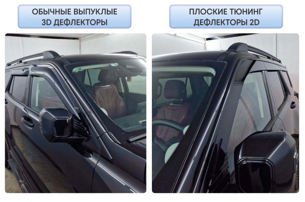 Дефлекторы окон 2D с хром накладками 2 шт. для Dodge Challenger III Рестайлинг 2