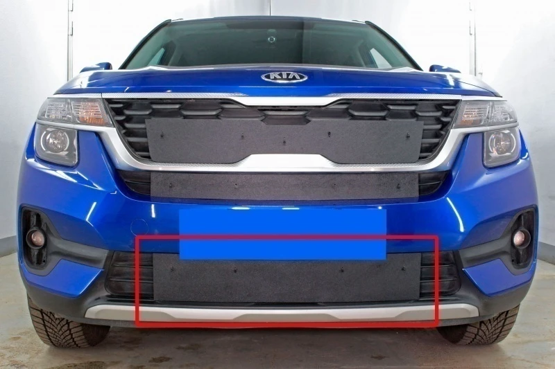 Зимняя заглушка радиатора на стяжке низ для Kia Seltos I Черный Стрелка 11 ZZ.KSEL20.bot