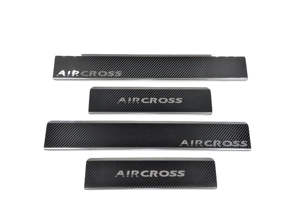 Накладки на пороги нержавеющая сталь под карбон 4шт. для Citroen C4 Aircross