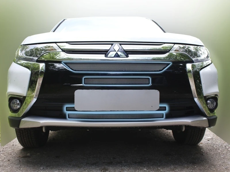 Защитная сетка радиатора комплект 4 части для Mitsubishi Outlander III Рестайлинг 2 Хром Стрелка 11 MITOUT15.chrome