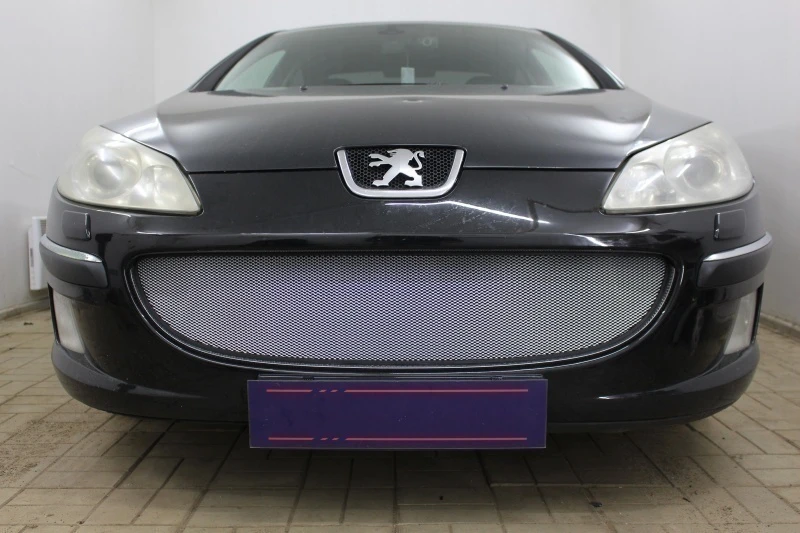 Защитная сетка радиатора низ для Peugeot 407 Хром Стрелка 11 PEU407.bot.chrome
