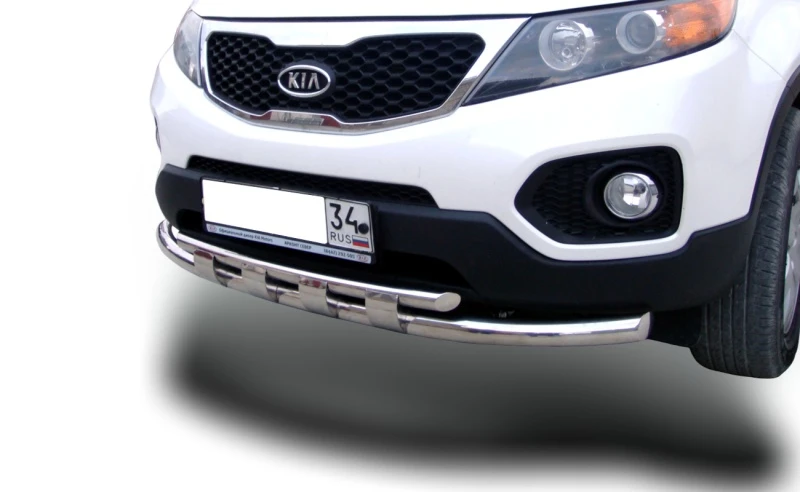 Защита переднего бампера двойная с перемычками d60/42 мм для Kia Sorento II  Юко KSR.09.75
