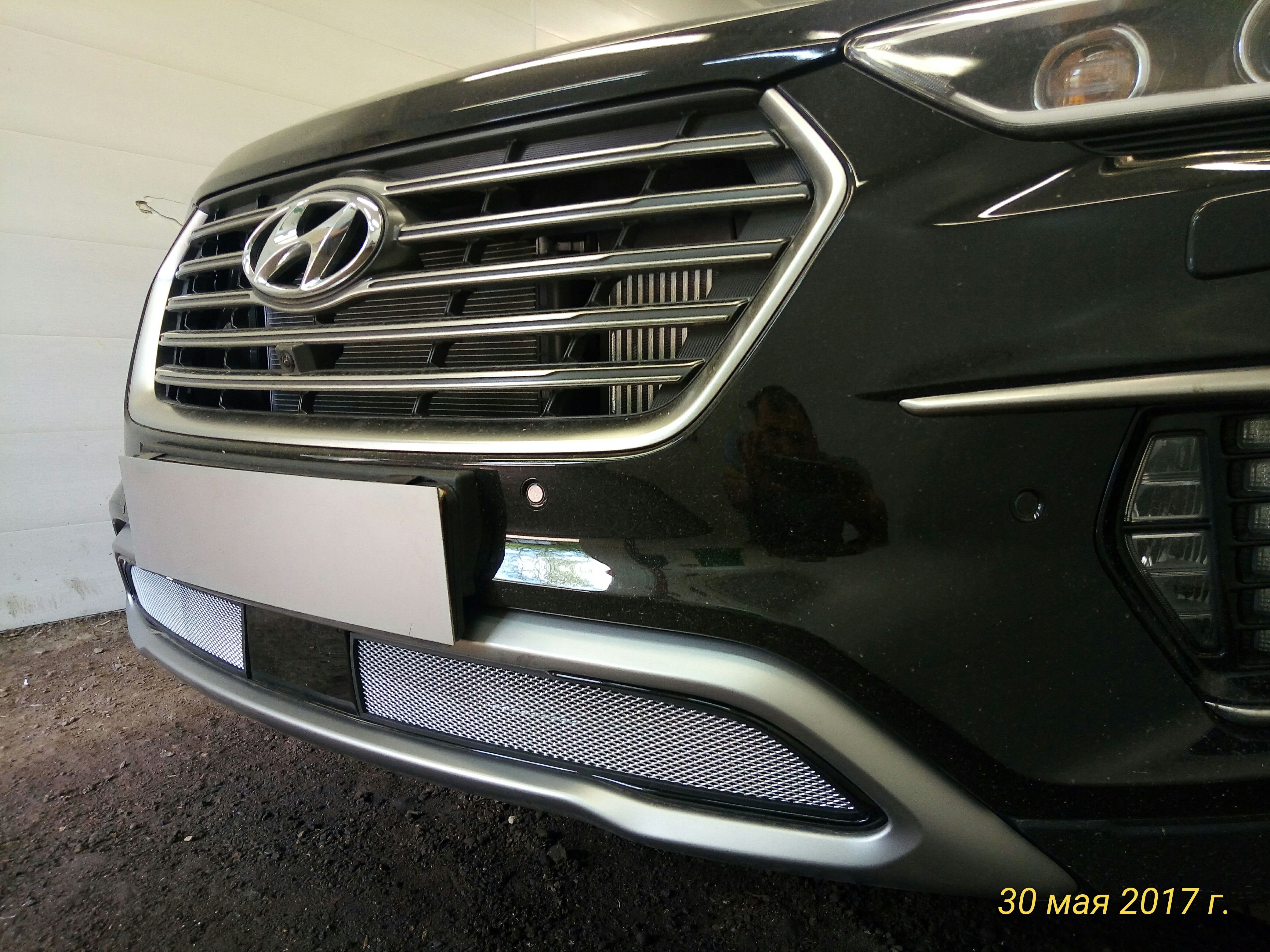Защитная сетка радиатора низ 2 части, с датчиком ACC для Hyundai Grand Santa Fe I Рестайлинг