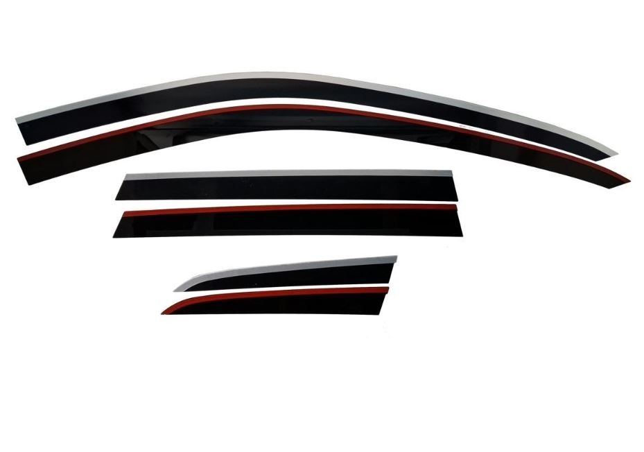 Дефлекторы окон 2D с хром накладками 6 шт. для Volkswagen Touareg II Рестайлинг