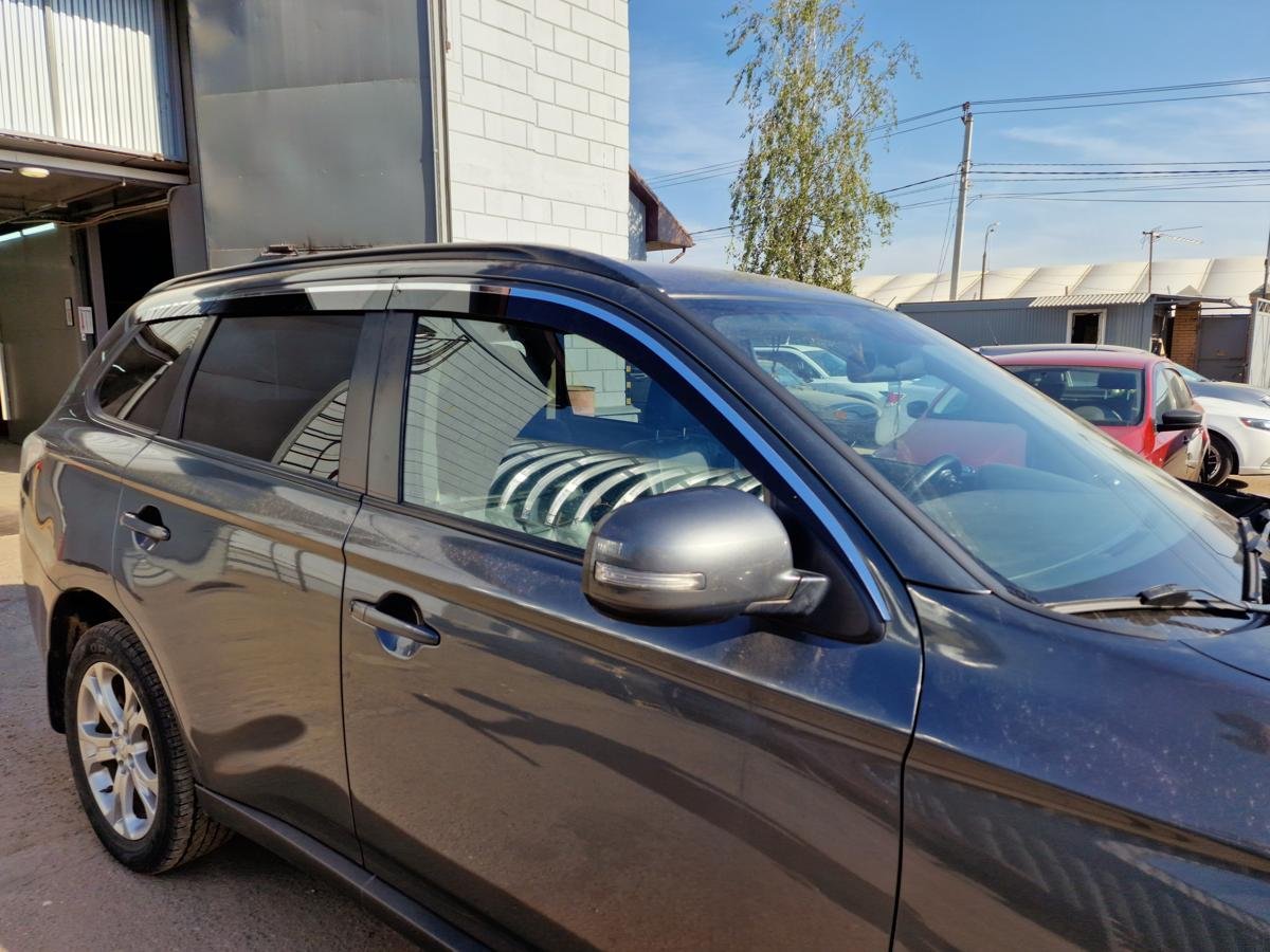 Дефлекторы окон 2D с хром накладками 6 шт. для Mitsubishi Outlander III Рестайлинг 3