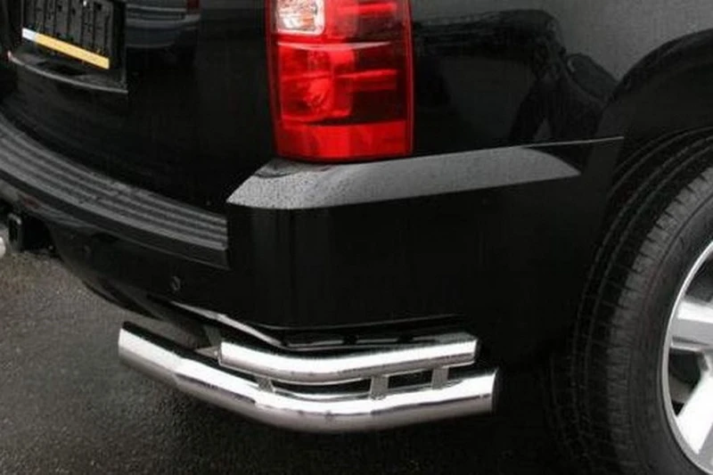 Защита заднего бампера угловая двойная d76/42 мм для Chevrolet Tahoe III  Юко CVTH.07.19