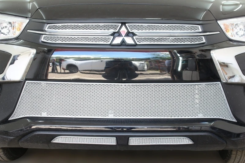 Комплект сеток chrome верх 4 части, низ 2 части, центр для Mitsubishi ASX I Рестайлинг 2 Хром Стрелка 11 MITASX17.top.chrome-MITASX17.bot.chrome-MITASX17.mid.chrome
