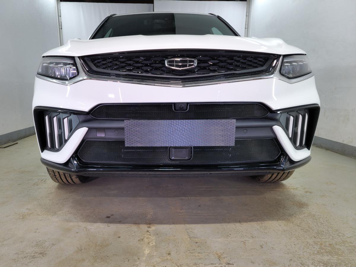 Защитная сетка радиатора низ, с датчиками для Geely Tugella I Рест