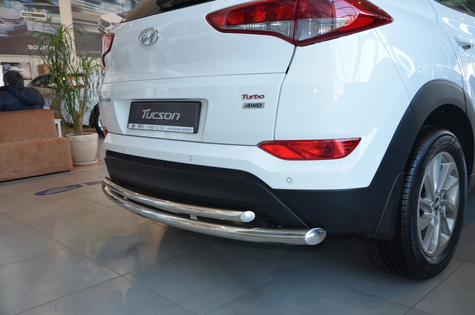 Защита заднего бампера двойная d60/42 мм для Hyundai Tucson III  Юко HTUC.16.11
