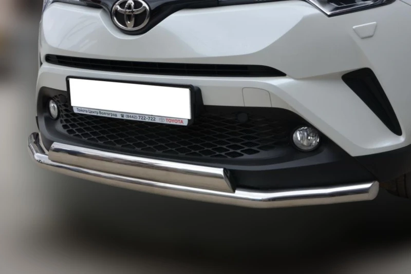 Защита переднего бампера двойная овал d60/75x42 мм для Toyota C-HR I Рестайлинг  Юко TCHR.18.03-75