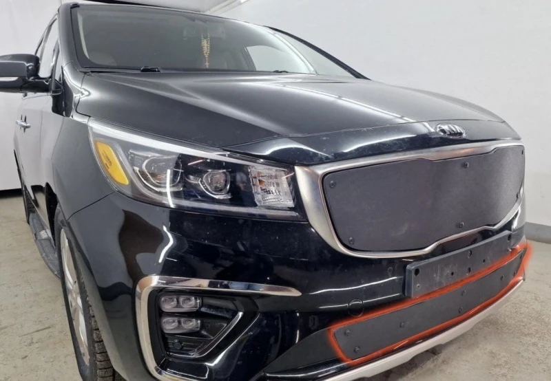 Зимняя заглушка радиатора к съемной сетке низ для Kia Carnival (YP) III Рестайлинг  Стрелка 11 KCAR.bot2