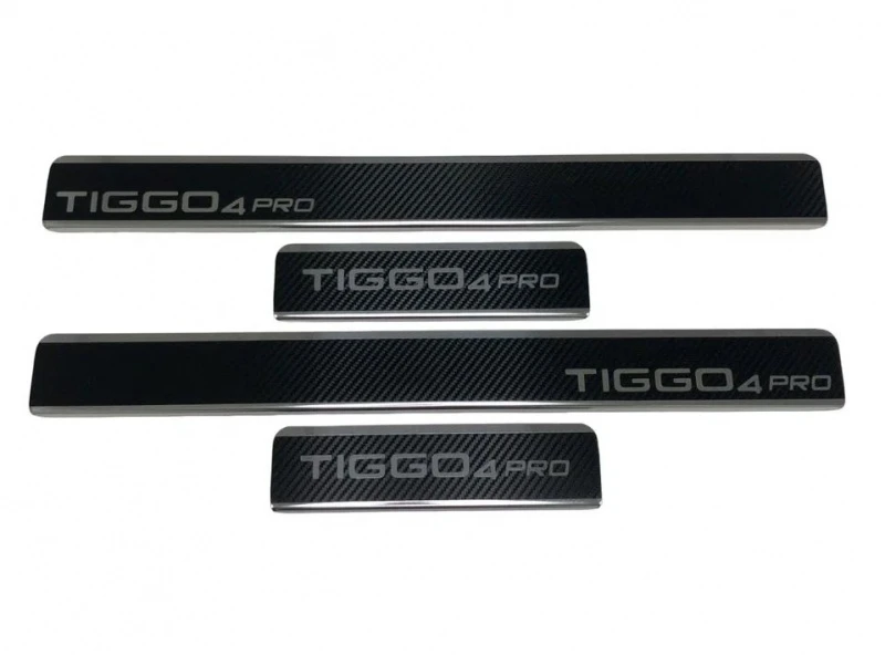 Накладки на пороги нержавеющая сталь под карбон 4шт. для Chery Tiggo 4 Pro I  INOX INOX.CHER.TIG4PRO.2022.CARBON