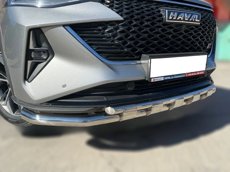 Защита переднего бампера с перемычками с подгибами d60/42 мм для Haval F7 I Рестайлинг  Юко GWF7.22.75-1