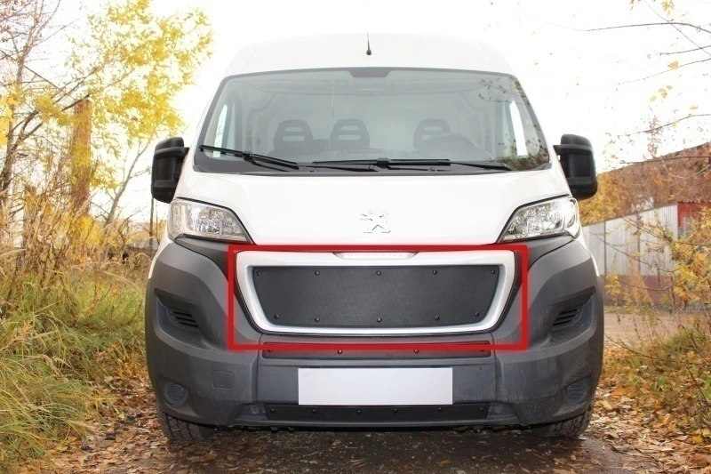 Зимняя заглушка радиатора к съемной сетке верх для Peugeot Boxer II Рестайлинг Черный Стрелка 11 PEUBOX14.top