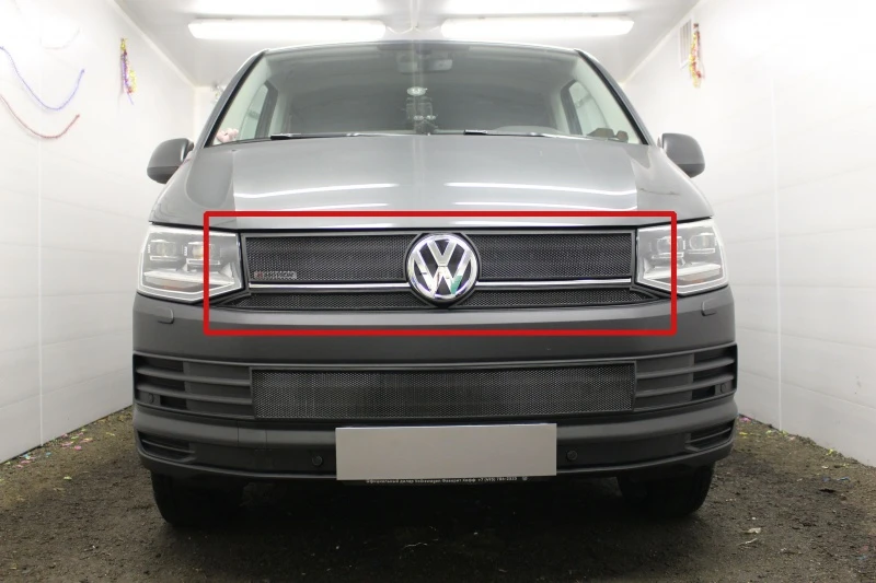 Защитная сетка радиатора верх 4 части для Volkswagen Transporter T6 Черный Стрелка 11 WVT6TL.top.black