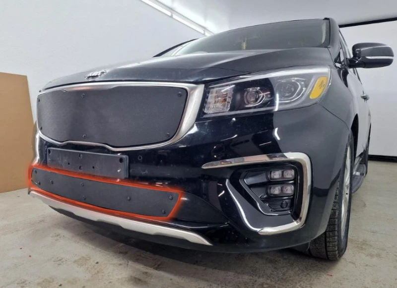 Зимняя заглушка радиатора к съемной сетке низ для Kia Carnival (YP) III Рестайлинг  Стрелка 11 KCAR.bot
