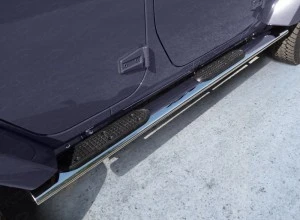 Пороги овальные с накладкой 120х60 мм для Jeep Wrangler IV (JL)