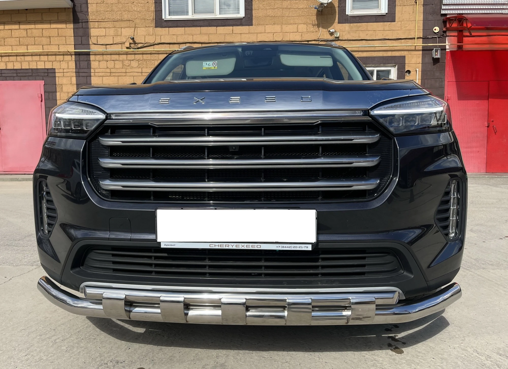 Защита переднего бампера двойная с перемычками d60/42 мм для EXEED VX I  Юко CHEVX.22.75