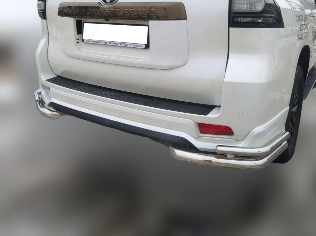 Защита заднего бампера угловая двойная d60/42 мм для Toyota Land Cruiser Prado 150 Series Рестайлинг 3  Юко TLCP150.20.20