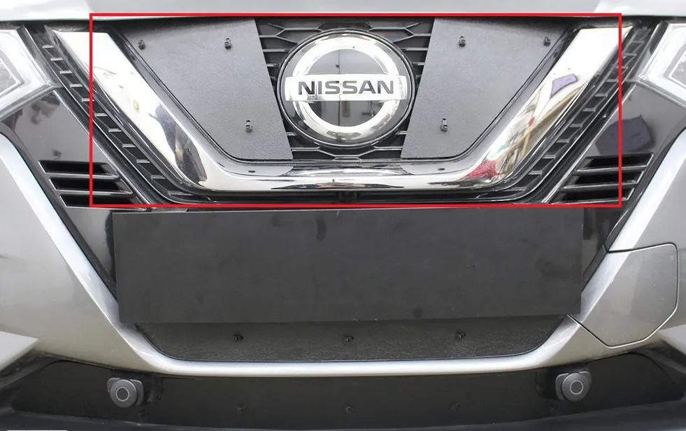 Зимняя заглушка радиатора на стяжке верх для Nissan Qashqai II Рестайлинг