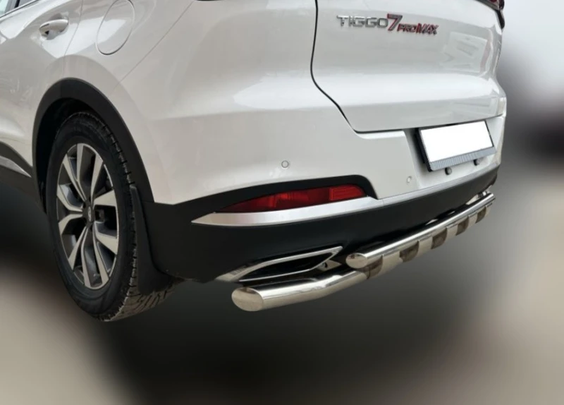 Защита заднего бампера двойная с перемычками d60/42 мм для Chery Tiggo 7 Pro Max I Рестайлинг  Юко CTGPM.7.24.25