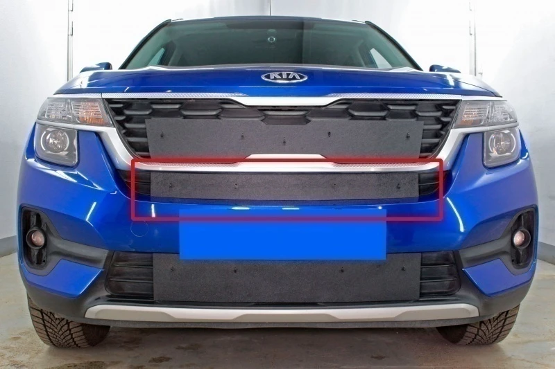 Зимняя заглушка радиатора на стяжке середина для Kia Seltos I Черный Стрелка 11 ZZ.KSEL20.mid