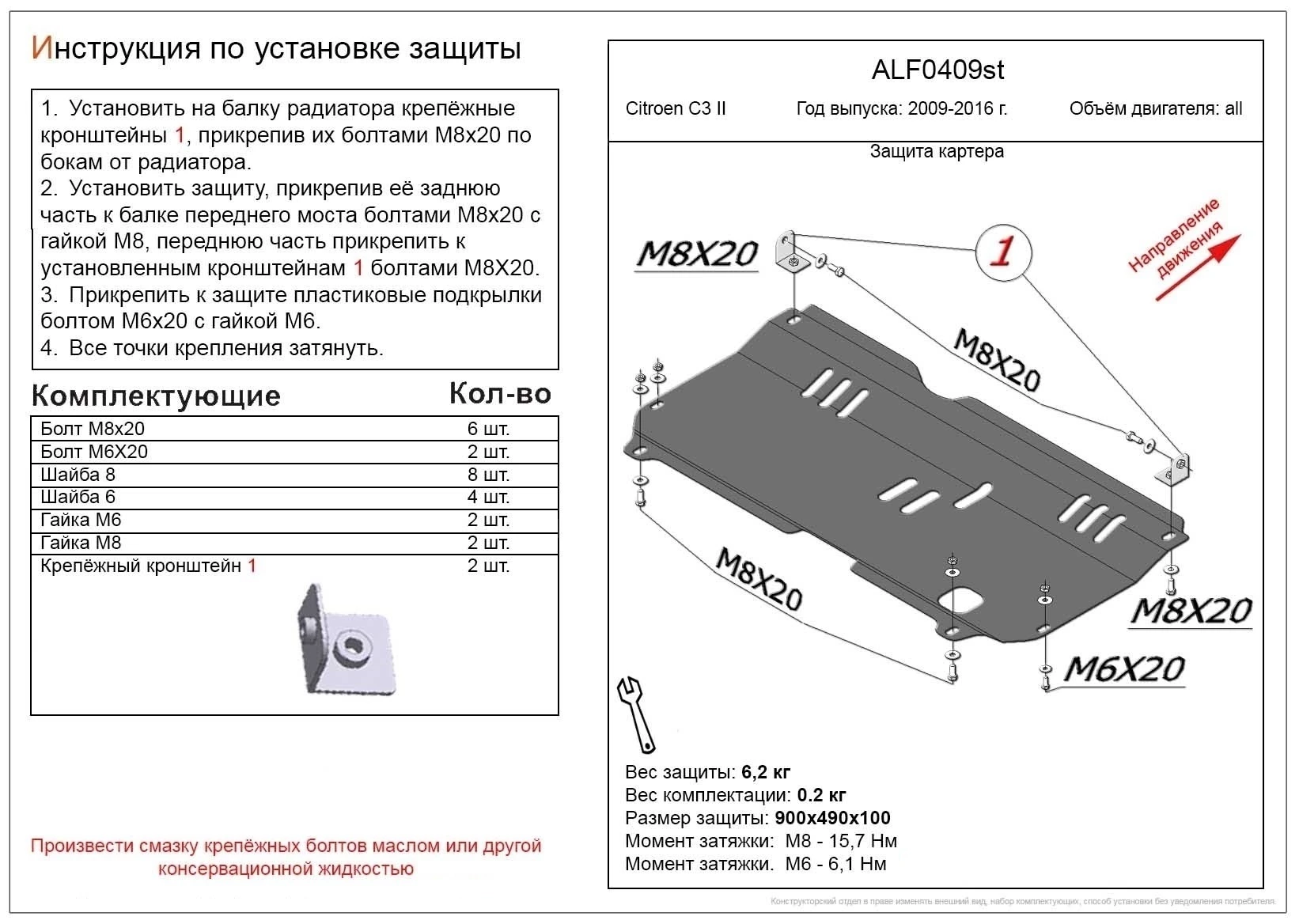Защита картера и КПП для Citroen C3 II Черный