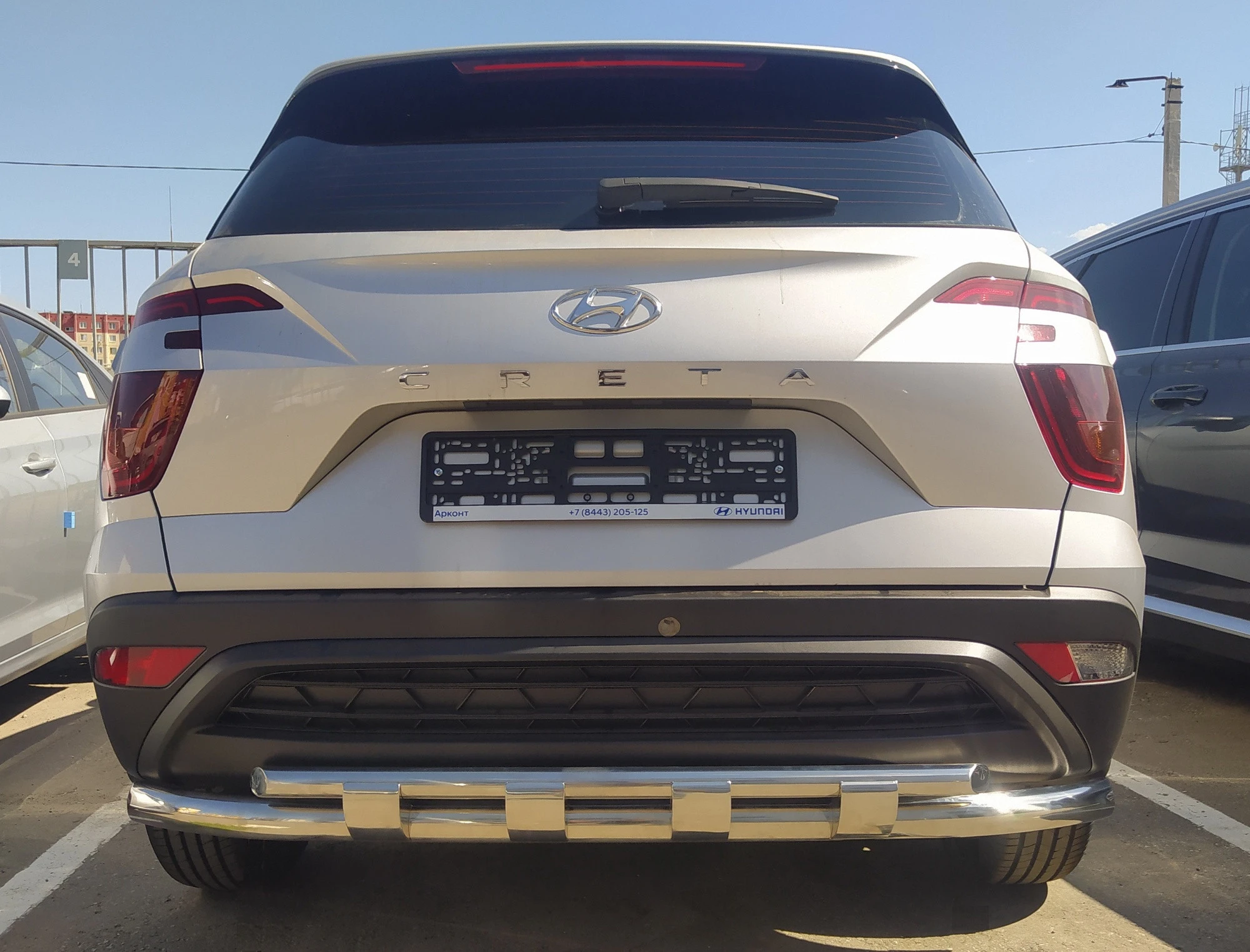 Защита заднего бампера с перемычками d60/42 мм для Hyundai Creta II  Юко HYC.21.25