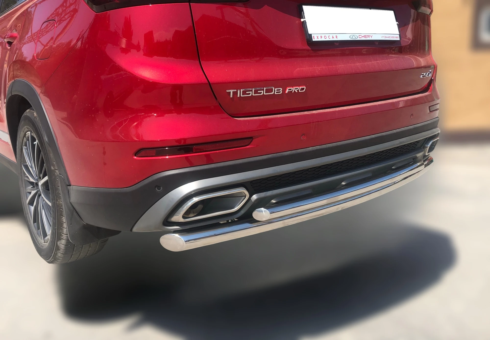 Защита заднего бампера двойная d60/42 мм для Chery Tiggo 8 Pro  Юко CTGP.8.21.16