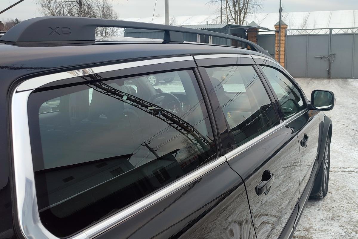 Дефлекторы окон с хром накладками 2D 6 шт для Volvo XC70 II Рестайлинг