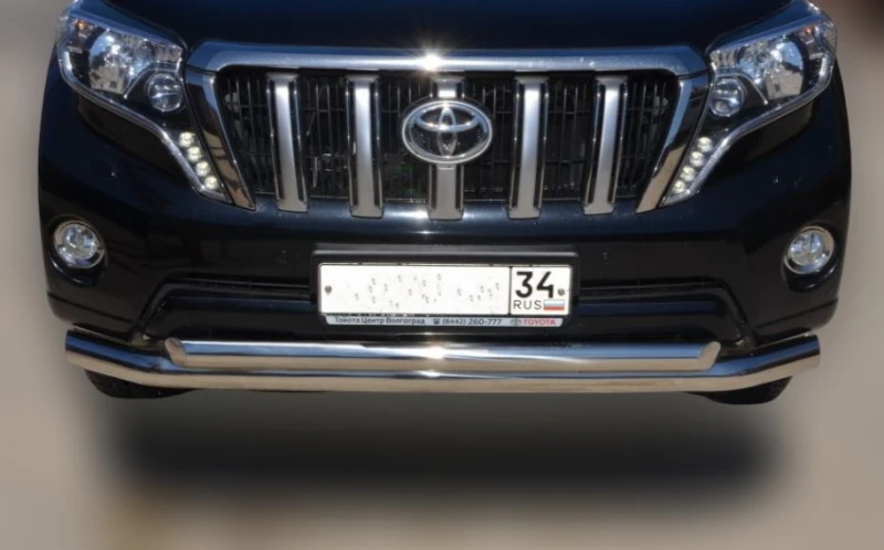 Защита переднего бампера двойная d76/60 мм для Toyota Land Cruiser Prado 150 Series Рестайлинг 1  Юко TLCP150.14.03-3