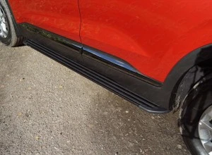 Пороги алюминиевые "Slim Line Black" 1820 мм для Hyundai Santa Fe IV Черный ТСС HYUNSF18-25B