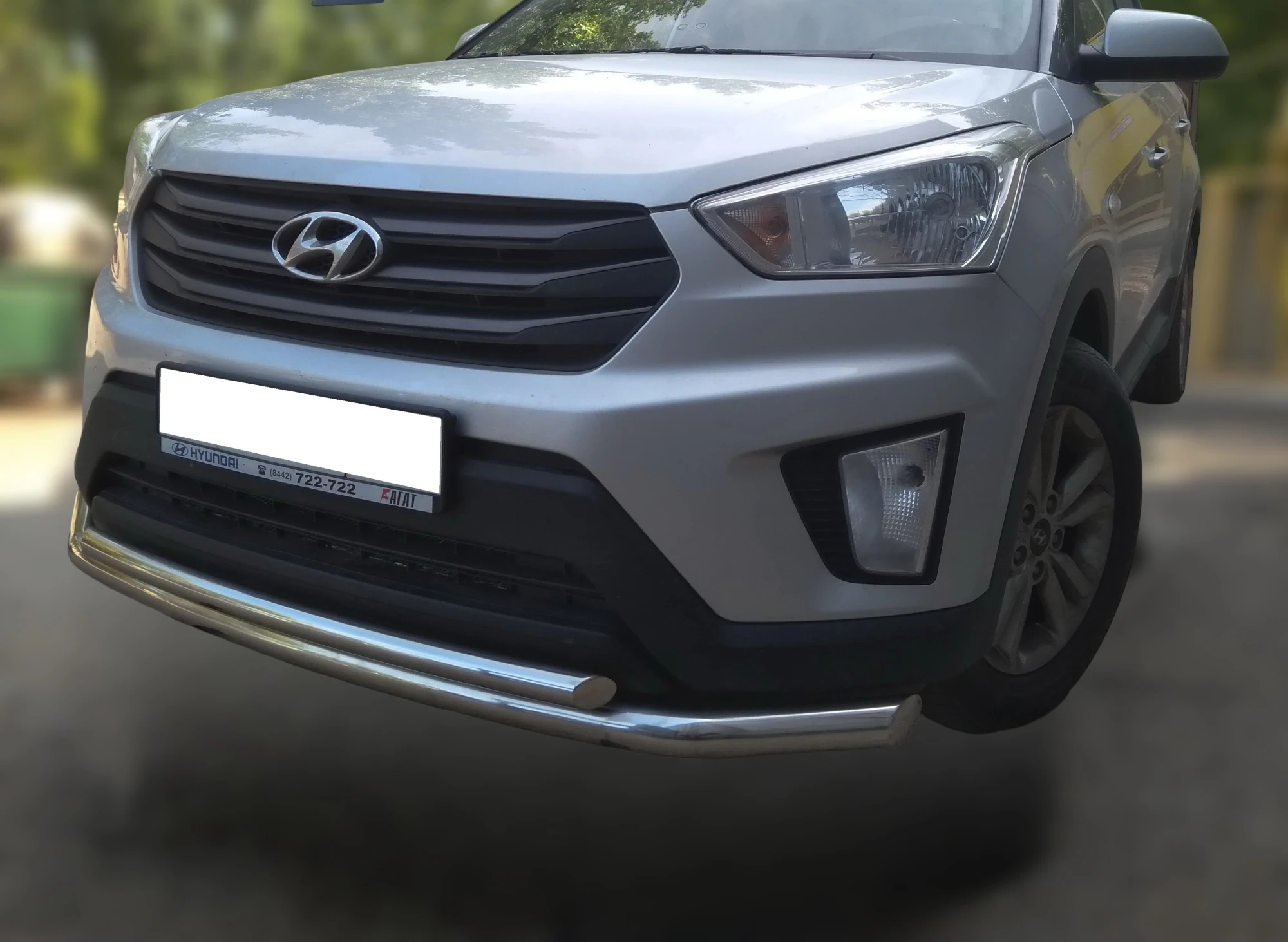 Защита переднего бампера двойная d60/42 мм для Hyundai Creta I  Юко HYC.16.03
