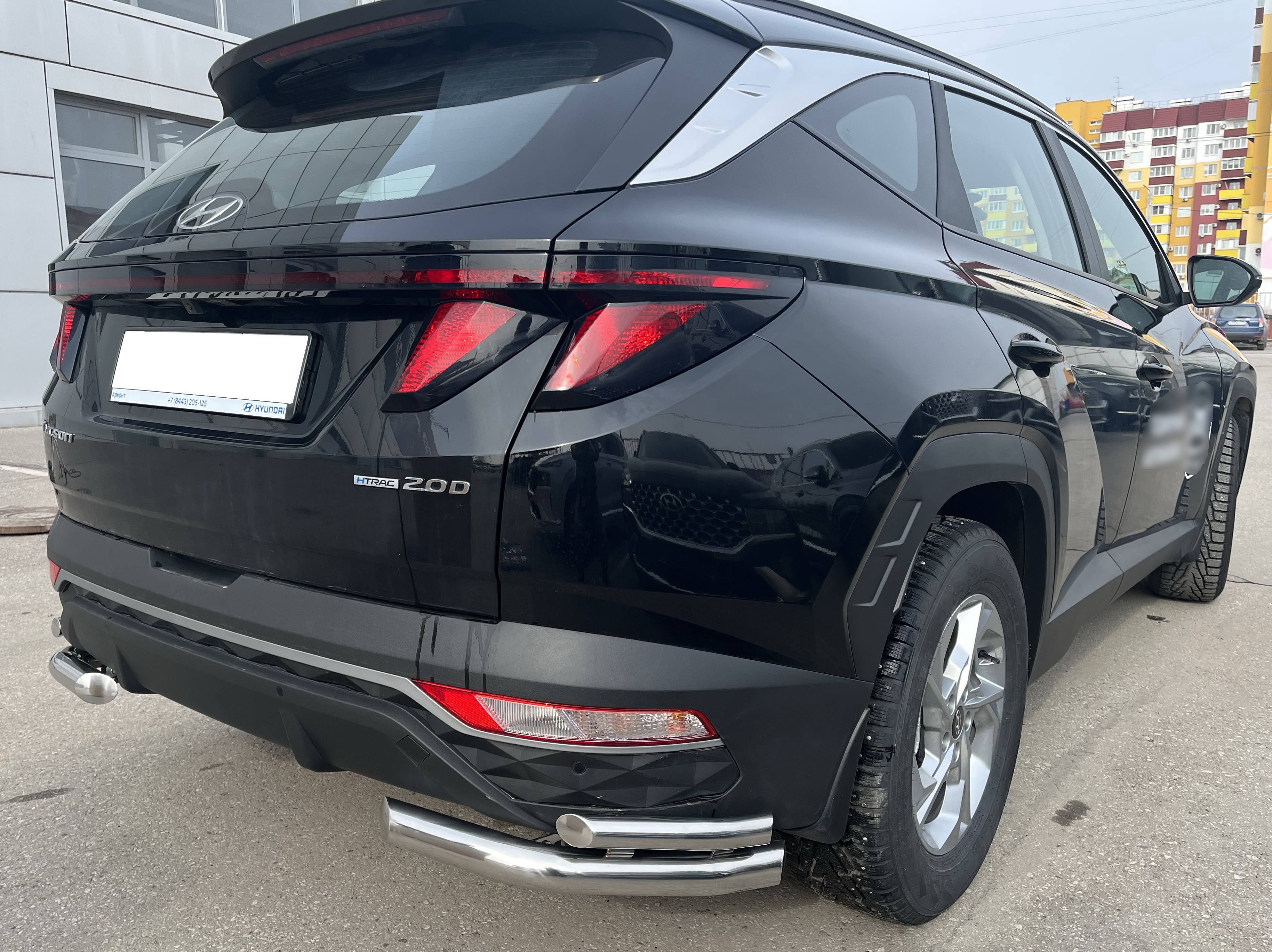 Защита заднего бампера угловая двойная d60/42 мм для Hyundai Tucson IV