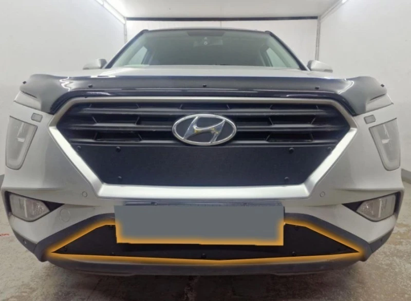 Зимняя заглушка радиатора к съемной сетке низ для Hyundai Creta II Черный Стрелка 11 HCRE21.bot