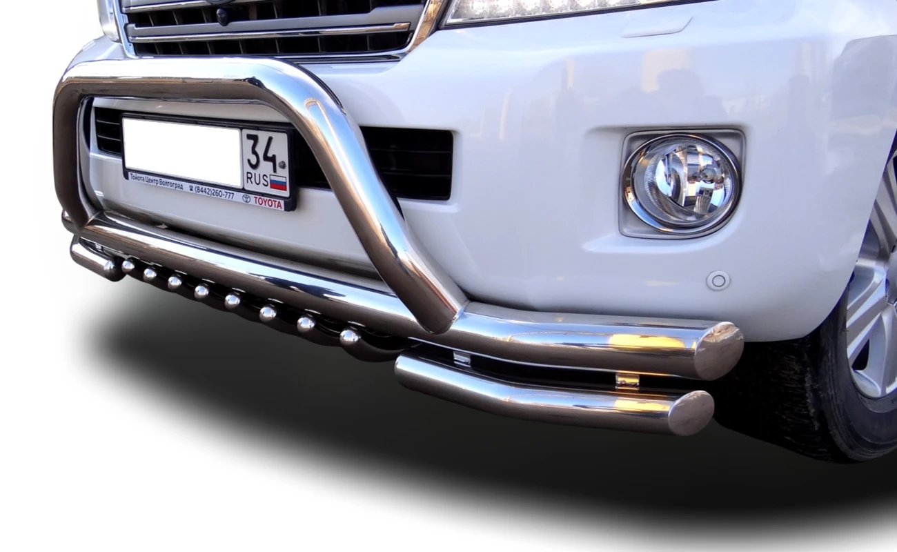 Защита переднего бампера зубья+скоба d76/60/42 мм для Toyota Land Cruiser 200 Series  Юко TLC200.07.77