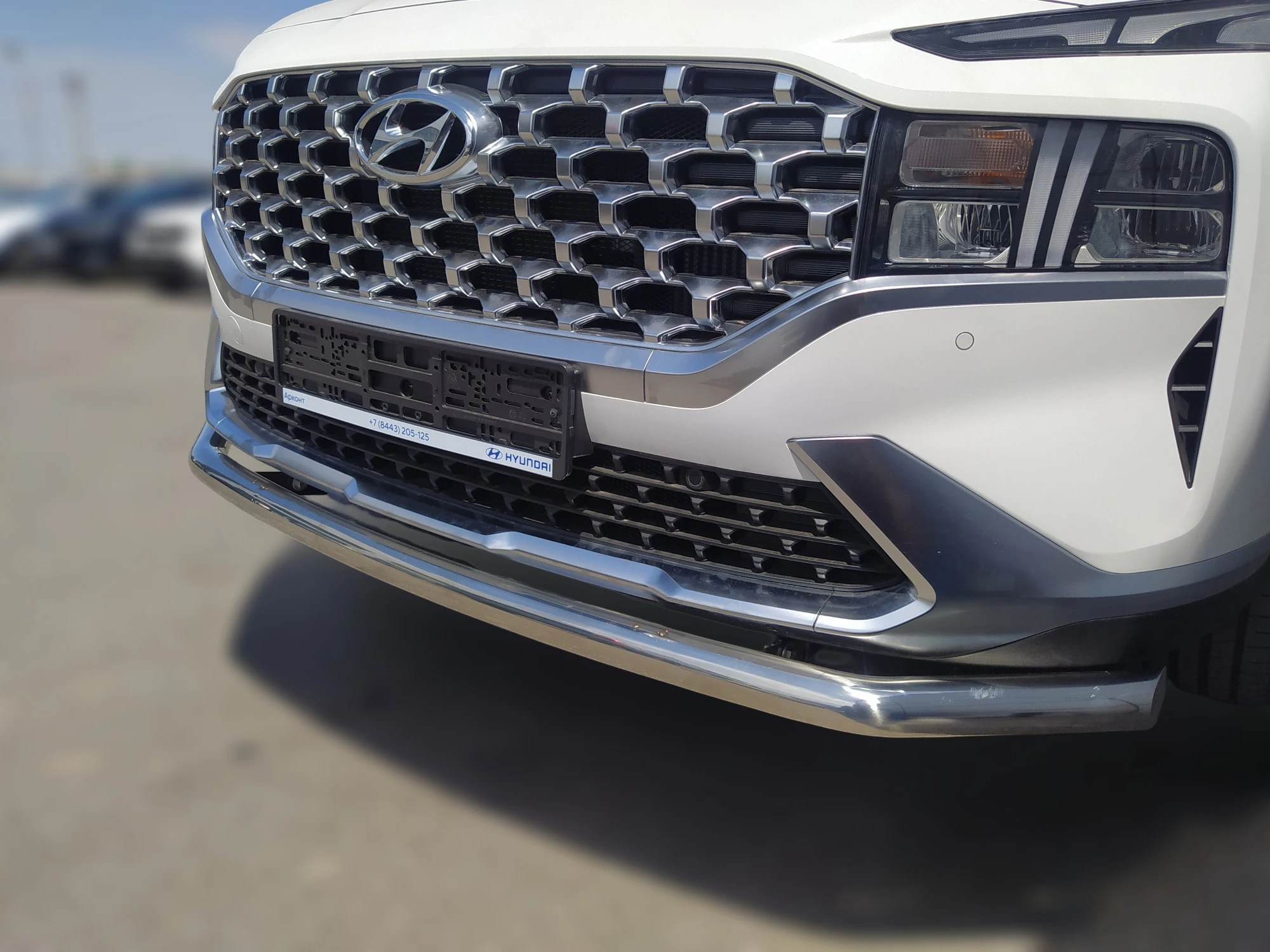 Защита переднего бампера d60 мм для Hyundai Santa Fe IV Рестайлинг  Юко HYSF.21.02