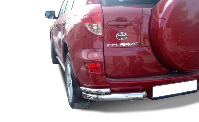 Защита заднего бампера угловая двойная d76/42 мм для Toyota RAV4 III (XA30)  Юко TRAV.06.20-76