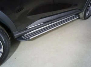 Пороги алюминиевые "Slim line Silver" 1720 мм для Haval F7 I Рестайлинг Серебрянный ТСС HAVF722-24S