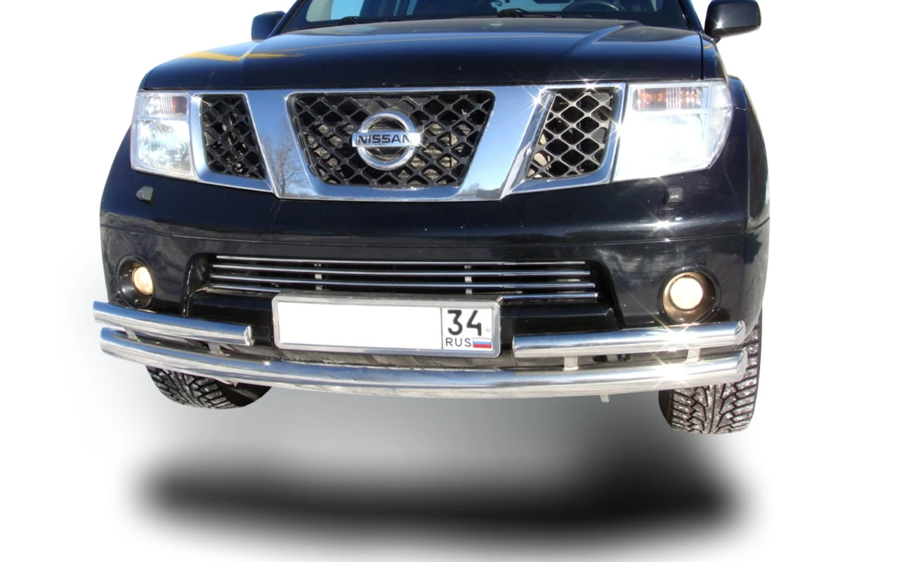 Защита переднего бампера 1 длинная 2 коротких d76/53 мм для Nissan Pathfinder III  Юко NPF.04.71