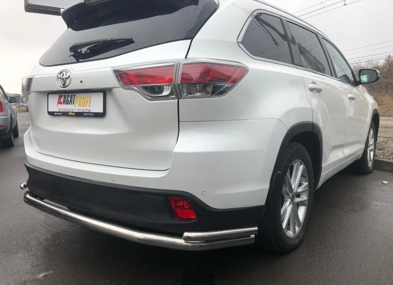 Защита заднего бампера угловая большая двойная d60/42 мм для Toyota Highlander III (U50)  Юко THL.14.21